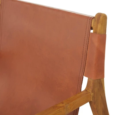 Contemporary Modern Genuine Leather Lounge Sling Chair - Olivia & May 4 Contemporary Modern Genuine Leather Lounge Sling Chair - Olivia & May - Image 4