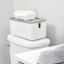 Cade Lidded Storage Bin White/Gray - IDESIGN -Cozy Living Deals Store GUEST 0ac705a4 f25b 4d4d 9303 37ac859f0e55
