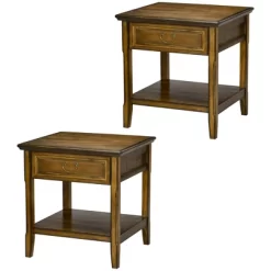 HOMCOM Vintage Side Table For Living Room Or Bedroom Storage End Table With Antique Handle Drawer & Shelf, Wooden Side Table, Set Of 2, Dark Coffee 7 HOMCOM Vintage Side Table For Living Room Or Bedroom Storage End Table With Antique Handle Drawer & Shelf, Wooden Side Table, Set Of 2, Dark Coffee -Cozy Living Deals Store GUEST 0ad2983c 7909 4383 8991 a7da68ecec20