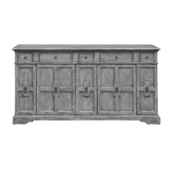 Brett Antique Inspired 4 Door 4 Drawer Storage Credenza/Sideboard Weathered Gray - Treasure Trove