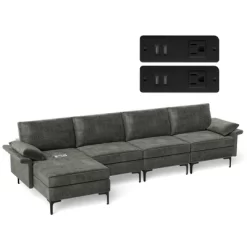 Costway Modern Modular L-shaped Sectional Sofa W/ Reversible Chaise & 4 USB Ports -Cozy Living Deals Store GUEST 0b09fa23 71d2 4739 b267 ec23c10b51df