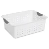 Sterilite Ultra Ventilated Open Top Plastic Storage Organizer Basket With Gray Contoured Carrying Handles