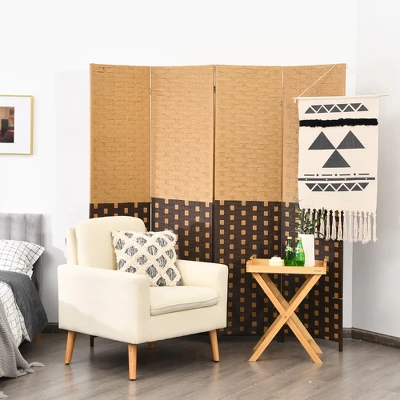 Costway 4 Panel Folding Room Divider Weave Fiber Privacy Partition Screen 6FT Tall 1 Costway 4 Panel Folding Room Divider Weave Fiber Privacy Partition Screen 6FT Tall