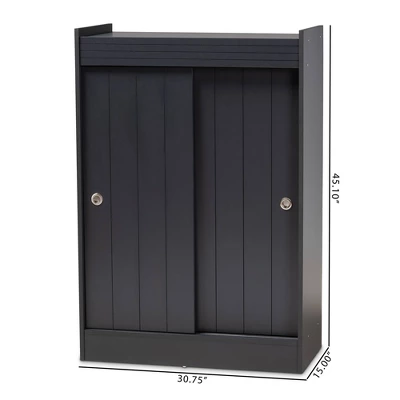 2 Door Leone Finished Wood Entryway Shoe Storage Cabinet Black - Baxton Studio 4 2 Door Leone Finished Wood Entryway Shoe Storage Cabinet Black - Baxton Studio - Image 4