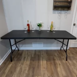 Folding Table - Lightweight Portable Folding Desk - 6-Foot-Long Plastic Table For Camping, Playing Cards, Parties, And Dining By Everyday Home (Black) 12 Folding Table - Lightweight Portable Folding Desk - 6-Foot-Long Plastic Table For Camping, Playing Cards, Parties, And Dining By Everyday Home (Black) -Cozy Living Deals Store GUEST 0b39782b 2767 4809 bb02 55502ddc8a11