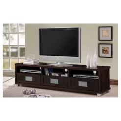 Gerhardine Wood 3 Drawer TV Stand For TVs Up To 62" Dark Brown - Baxton Studio -Cozy Living Deals Store GUEST 0b659aca 3bf9 4d9d b6a8 2512655c4895