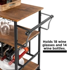 Best Choice Products 45in Industrial Wood Shelf Bar & Wine Storage Service Cart W/ Bottle & Glass Racks, Locking Wheels -Cozy Living Deals Store GUEST 0b6696d4 5383 4310 b833 6e296357a014