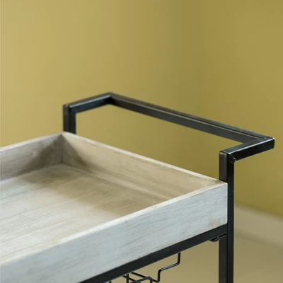 Vintiquewise Metal Wine Bar Serving Cart With Rolling Wheels, Wine Rack, And Glass Holder 6 Vintiquewise Metal Wine Bar Serving Cart With Rolling Wheels, Wine Rack, And Glass Holder - Image 6