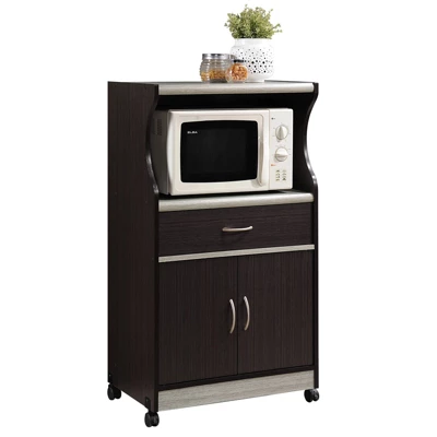 Microwave Kitchen Cart In Chocolate Gray - Hodedah 3 Microwave Kitchen Cart In Chocolate Gray - Hodedah - Image 3