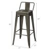 Costway Set Of 4 Metal Bar Stools 30'' Bar Height Barstools Industrial W/ Low Back Gun
