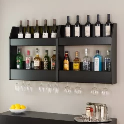2 Tier Floating Wine And Liquor Rack Black - Prepac -Cozy Living Deals Store GUEST 0c5e5a56 d408 457a a42a 81b52382891f