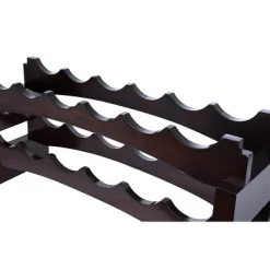 BIRDROCK HOME Stackable Wood Bottle Rack - 2 Wooden Wave Bars - Set Of 2-12 Bottle - Espresso