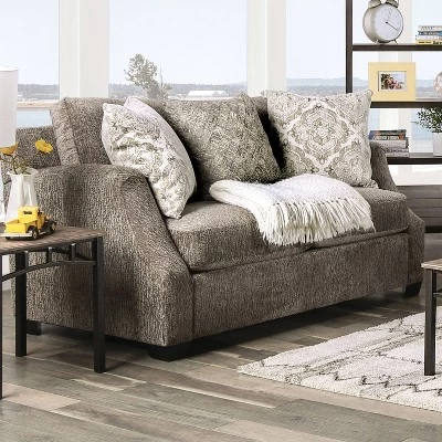 Quavo Upholstered Loveseat Gray - Furniture Of America 1 Quavo Upholstered Loveseat Gray - Furniture Of America