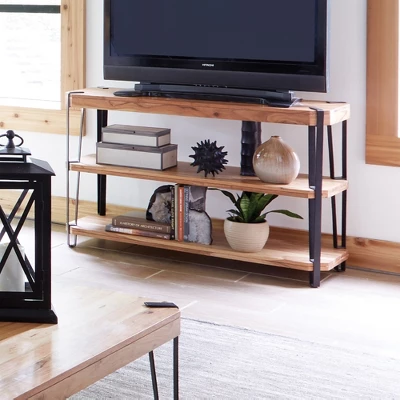 Alaterre Furniture Ryegate Metal And Wood TV Stand For TVs Up To 55" Natural Brown 2 Alaterre Furniture Ryegate Metal And Wood TV Stand For TVs Up To 55" Natural Brown - Image 2