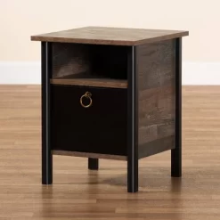 Vaughan Two-Tone Rustic Finished Wood Nightstand Walnut - Baxton Studio -Cozy Living Deals Store GUEST 0ce80763 d244 4e18 ad69 3be14af8b083