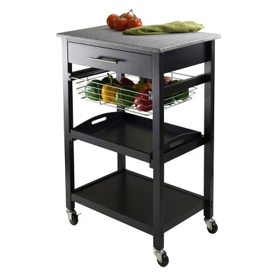 Julia Granite Top Kitchen Cart Wood/Black - Winsome 6 Julia Granite Top Kitchen Cart Wood/Black - Winsome - Image 6