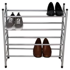 Home Basics Expandable 4 Tier Steel Shoe Rack, Chrome -Cozy Living Deals Store GUEST 0da40760 319d 4c4b 993f 3643abf512cb