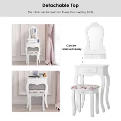 Costway White Vanity Jewelry Makeup Dressing Table Stool Drawer -Cozy Living Deals Store GUEST 0db7368f f344 43ce 868b 11e2ca4a61c8