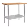 John Boos High-Quality Maple Wood Top Work Table With Adjustable Lower Shelf, 36 X 24 X 1.5 Inch, Galvanized Steel