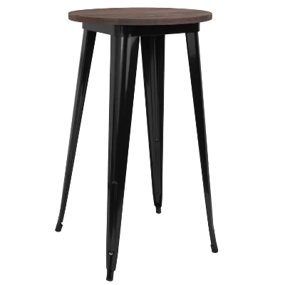 Merrick Lane 24" Round Metal Indoor Bar Height Table With Galvanized Steel Frame And Rustic Wood Top 6 Merrick Lane 24" Round Metal Indoor Bar Height Table With Galvanized Steel Frame And Rustic Wood Top - Image 6