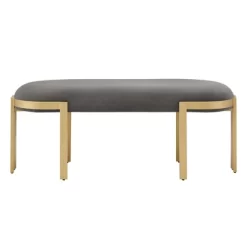 Lepape Upholstered Bench Gray Velvet - Inspire Q -Cozy Living Deals Store GUEST 0f114142 a6be 4ffa 9135 30fa86165e94