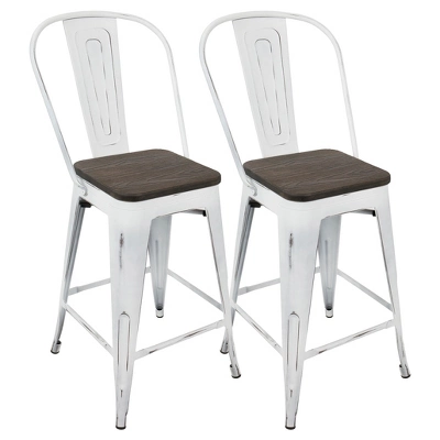 Set Of 2 24" Oregon Industrial High Back Counter Height Barstools - LumiSource 10 Set Of 2 24" Oregon Industrial High Back Counter Height Barstools - LumiSource - Image 10
