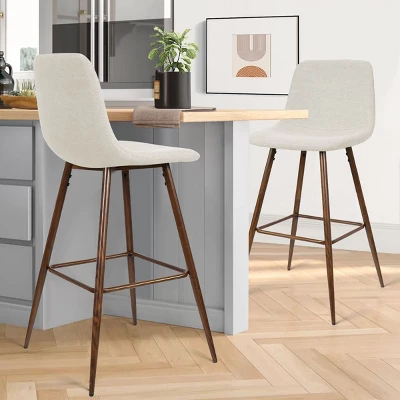 26" Bingo Walnut Leg With Upholstered Counter Height Stool (Set Of 2 )-Maison Boucle 2 26" Bingo Walnut Leg With Upholstered Counter Height Stool (Set Of 2 )-Maison Boucle - Image 2