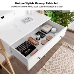 Costway Makeup Vanity Table Dressing Table Cushioned Stool Set -Cozy Living Deals Store GUEST 0fecd418 a6ea 4d79 bc85 aaa92bf6c02d