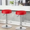 Costway 1 PC Round Bar Stool Adjustable Swivel Pub Chair U Leather With Footrest White Black Red