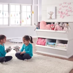 Badger Basket Two Bin Stackable Storage Cubby White/Gray Woodgrain -Cozy Living Deals Store GUEST 10f2f2bd 87f6 4199 a74c a8bf318d8ea7