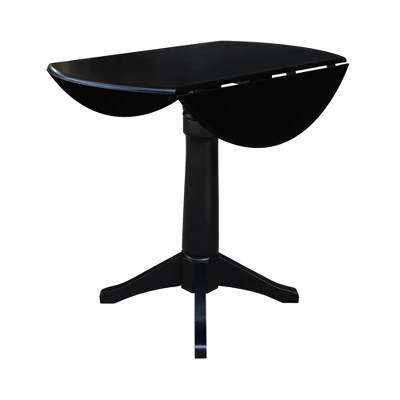 Sandon Round Dual Drop Leaf Pedestal Table Black - International Concepts 5 Sandon Round Dual Drop Leaf Pedestal Table Black - International Concepts - Image 5