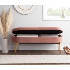 48" Chloe Storage Bench Velvet/Metal Gold/Blush Pink - LumiSource -Cozy Living Deals Store GUEST 119ec1ba f388 4863 ab3d 966f95040bea