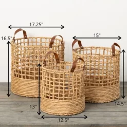 16.5"H Sullivans Open Weave Handled Baskets Set Of 3, Natural -Cozy Living Deals Store GUEST 11a75a88 cab3 4b70 a45d 1aa4841c816f