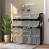Costway Portable Shoe Rack Organizer 12-Cube 48 Pair Shoe Shelf Storage Cabinet W/Hook