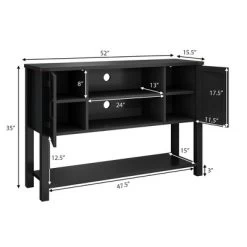 Costway Barn Door TV Stand Console Sideboard Buffet For TVs Up To 60'' W/Storage Cabinets