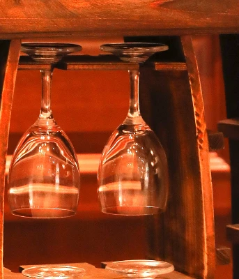 Vintiquewise Decorative Wooden 8 Bottle Rustic Wine Rack With Glasses Holder 4 Vintiquewise Decorative Wooden 8 Bottle Rustic Wine Rack With Glasses Holder - Image 4