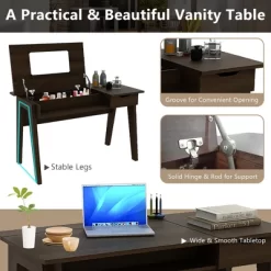 Costway Vanity Table With Flip Mirror Writing Computer Desk Storage Drawer Walnut -Cozy Living Deals Store GUEST 12679223 8284 404d bc24 6d038deeeb91
