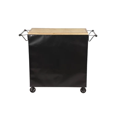 Industrial Rolling Cart Black - Olivia & May 4 Industrial Rolling Cart Black - Olivia & May - Image 4