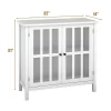 Costway 31'' Storage Buffet Cabinet Glass Door Sideboard Console Table Server Display White