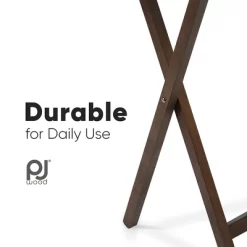 PJ Wood 19.09 X 14.57 X 26.00 Inch Folding TV Tray Tables With Compact Storage Rack, Solid Wood Construction, Walnut Brown Finish, 5 Piece Set -Cozy Living Deals Store GUEST 12f7a6e8 1c14 4ab1 8272 fc8da987dd79