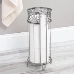 MDesign Metal Toilet Paper Holder Stand - Storage For 3 Rolls
