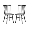 Emma And Oliver Set Of Premium Solid Wood Spindle Back Armless Dining Chairs With Saddle Seats And Felt Floor Protectors