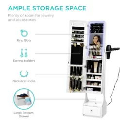 Best Choice Products Full Length LED Mirrored Jewelry Storage Organizer Cabinet W/ Interior & Exterior Lights -Cozy Living Deals Store GUEST 136a5590 d7e0 4866 8302 4b853bf6b2cd