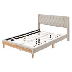 Queen Size Upholstered Wood Platform Bed-ModernLuxe -Cozy Living Deals Store GUEST 1418593e 52cf 4275 a9f0 d2b8de1da3e3
