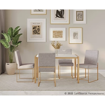 Set Of 2 Highback Fuji Polyester/Steel Dining Chairs Gold/Light Gray - LumiSource 8 Set Of 2 Highback Fuji Polyester/Steel Dining Chairs Gold/Light Gray - LumiSource - Image 8