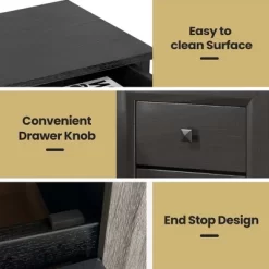 Costway Nightstand End Bedside Coffee Table Wooden Leg Storage Drawers BlackGrey 14 Costway Nightstand End Bedside Coffee Table Wooden Leg Storage Drawers BlackGrey -Cozy Living Deals Store GUEST 15323c96 2bc7 45b6 b2b7 933ae38e6937