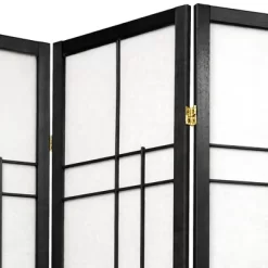 6 Ft. Tall Eudes Shoji Screen - Black (3 Panels)