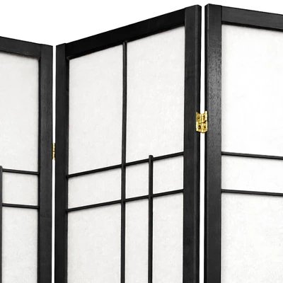 6 Ft. Tall Eudes Shoji Screen - Black (3 Panels) 1 6 Ft. Tall Eudes Shoji Screen - Black (3 Panels)