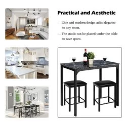 3 Piece Counter Height Dining Set Faux Marble Table 2 Chairs Kitchen Bar -Cozy Living Deals Store GUEST 15693890 de28 4f81 abb3 2a18d286767f