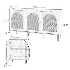 Philemon  56Wide Modern Cabinet Sideboard With Rattan Design | Karat Home -Cozy Living Deals Store GUEST 15cb02a4 cd01 48ff a9a5 5e7d61184665